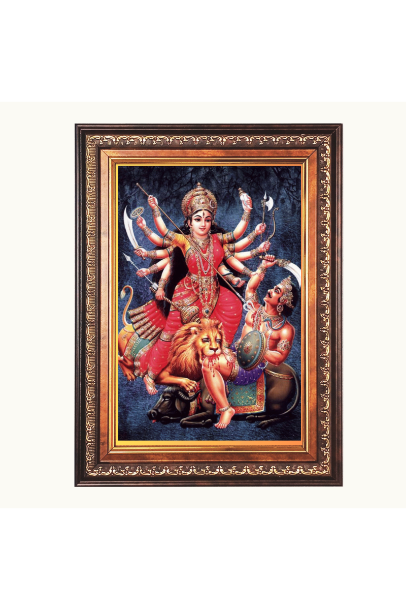 Sri Maa Durga Color Photo frame 10x14 Inch - Vibrant Religious Wall Art for Home ,Office Decor,Temple Decoration and Gifting.