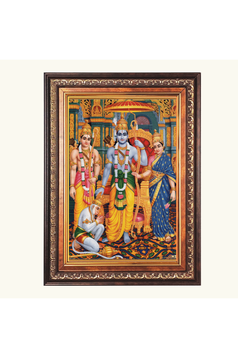 Sri Ram Sita Lakshman And Hanuman Color Photo frame 10x14 Inch - Vibrant Religious Wall Art for Home ,Office Decor,Temple Decoration and Gifting.