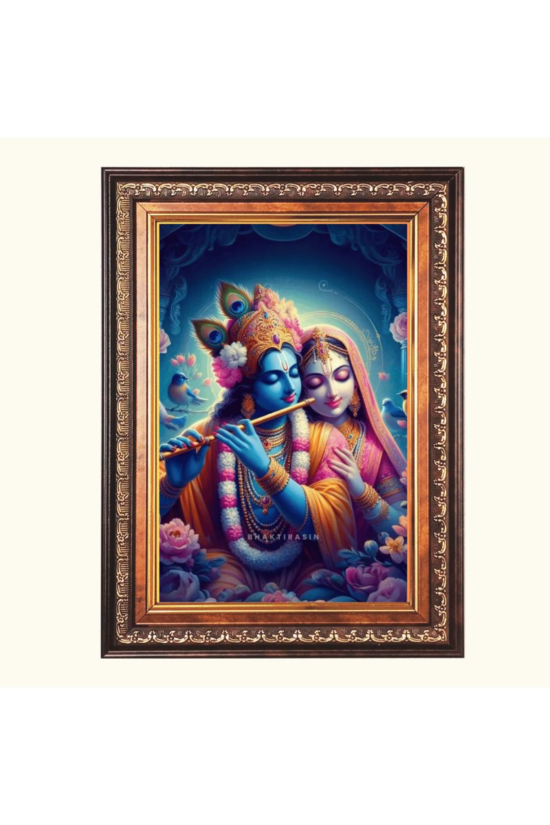 Sri Radha Krishna Color Photo frame 10x14 Inch - Vibrant Religious Wall Art for Home ,Office Decor,Temple Decoration and Gifting.