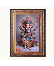 Sri Ganesh Color Photo frame 10x14 Inch - Vibrant Religious Wall Art for Home ,Office Decor,Temple Decoration and Gifting.