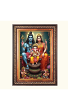 Sri Shiv Shankar, Mata Parvati and Baby Ganesh Color Photo frame 10x14 Inch - Vibrant Religious Wall Art for Home ,Office Decor,Temple Decoration and Gifting.