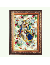 Sri Radha Krishna Color Photo frame 10x14 Inch - Vibrant Religious Wall Art for Home ,Office Decor,Temple Decoration and Gifting.