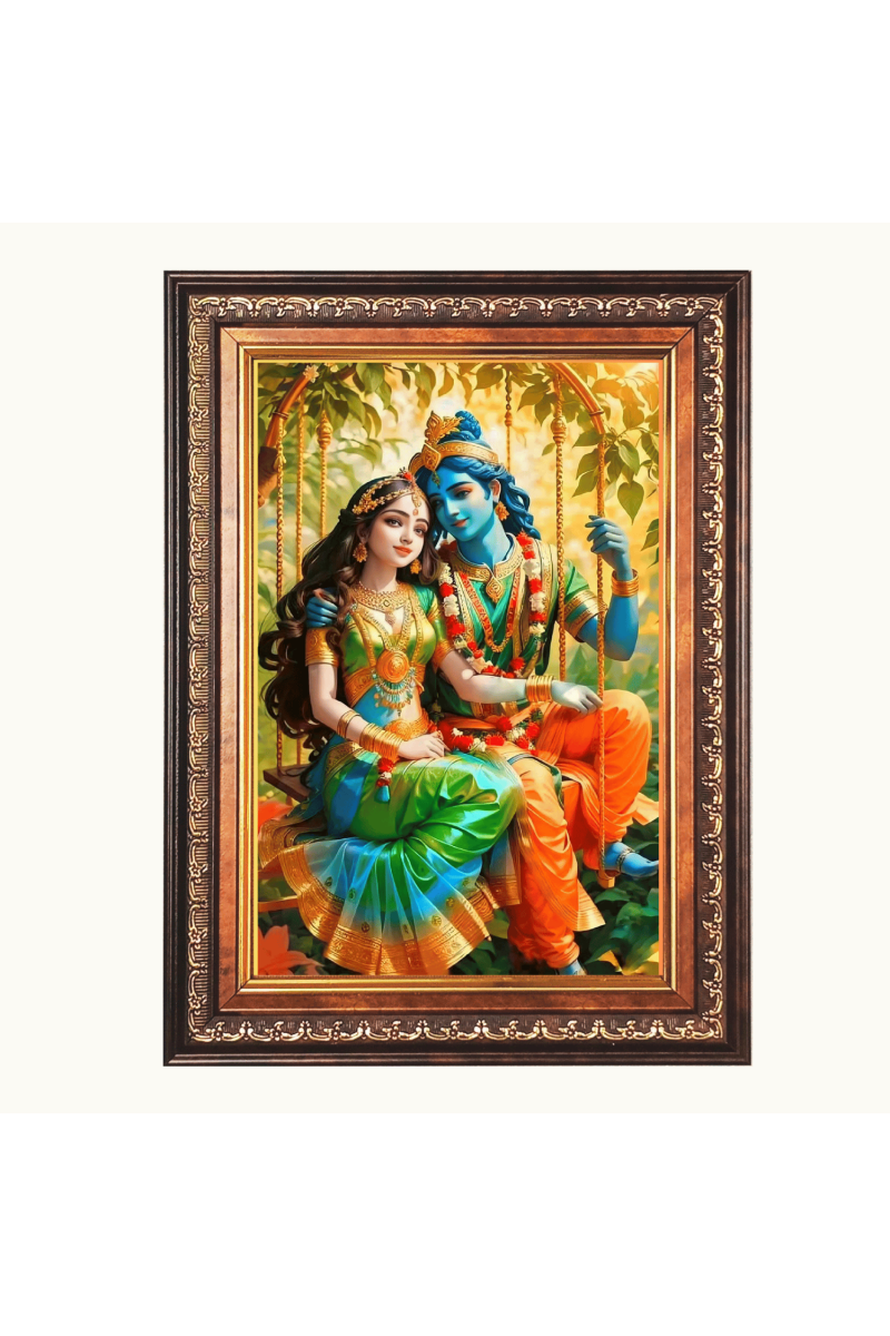 Sri Radha Krishna Color Photo frame 10x14 Inch - Vibrant Religious Wall Art for Home ,Office Decor,Temple Decoration and Gifting.