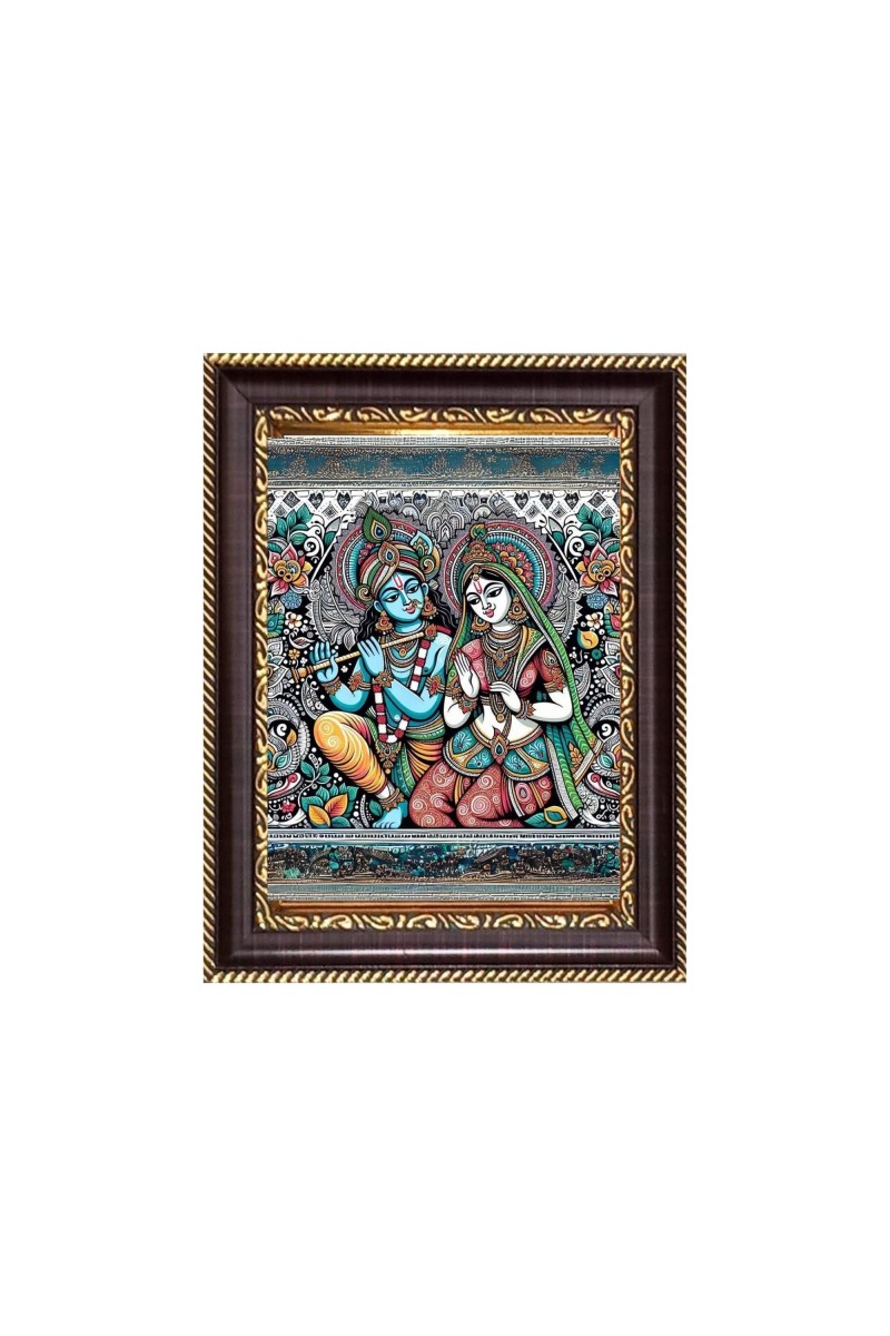 Sri Radha Krishna Digital Print Photo 6.7x8.7 inches - Vibrant Religious Desk And Wall Art for Home , Office and Temple Decor and Gifting.