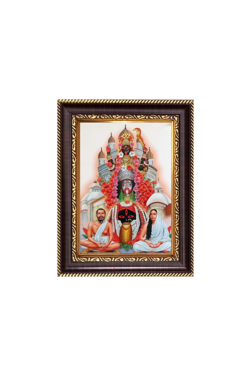 Sri Maa Kali, Sri Ramkrishna and Sri Maa Sarada Devi Digital Print Photo 6.7x8.7 inches - Vibrant Religious Desk And Wall Art for Home , Office and Temple Decor and Gifting.