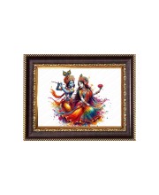 Sri Radha Krishna Digital Print Photo 6.7x8.7 inches - Vibrant Religious Desk And Wall Art for Home , Office and Temple Decor and Gifting.
