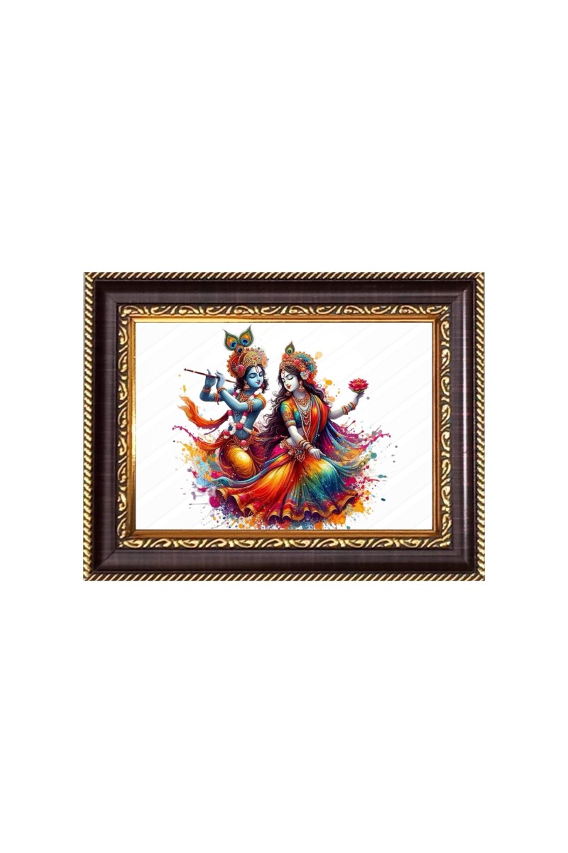 Sri Radha Krishna Digital Print Photo 6.7x8.7 inches - Vibrant Religious Desk And Wall Art for Home , Office and Temple Decor and Gifting.