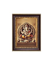 Sri Ganeshji Digital Print Photo 6.7x8.7 inches - Vibrant Religious Desk And Wall Art for Home , Office and Temple Decor and Gifting.