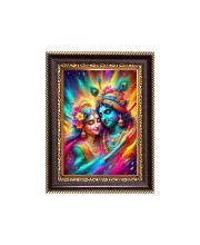 Sri Radha Krishna Digital Print Photo 6.7x8.7 inches - Vibrant Religious Desk And Wall Art for Home , Office and Temple Decor and Gifting.