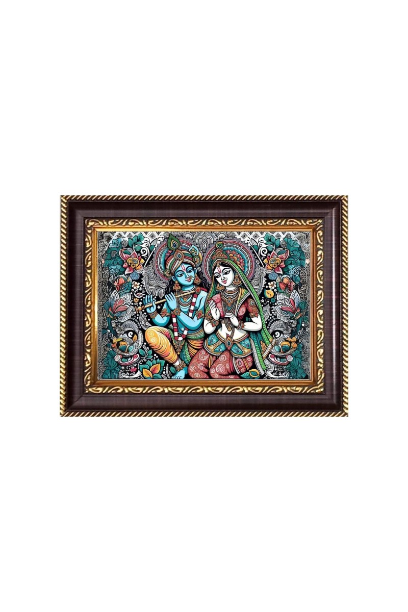 Sri Radha Krishna Digital Print Photo 6.7x8.7 inches - Vibrant Religious Desk And Wall Art for Home , Office and Temple Decor and Gifting.