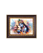 Sri Krishna Digital Print Photo 6.7x8.7 inches - Vibrant Religious Desk And Wall Art for Home , Office and Temple Decor and Gifting.