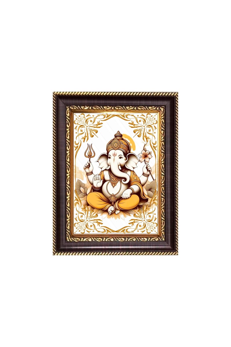 Sri Ganeshji Digital Print Photo 6.7x8.7 inches - Vibrant Religious Desk And Wall Art for Home , Office and Temple Decor and Gifting.