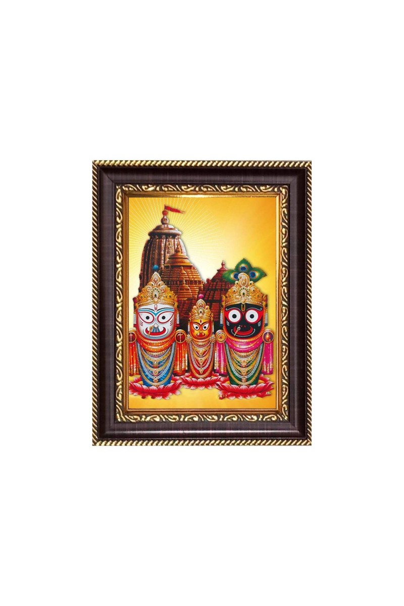 Sri Jagannath, Subhadra and Balaram Digital Print Photo 6.7x8.7 inches - Vibrant Religious Desk And Wall Art for Home , Office and Temple Decor and Gifting.