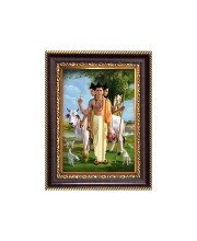 Sri Dattatreya Swamy Digital Print Photo 6.7x8.7 inches - Vibrant Religious Desk And Wall Art for Home , Office and Temple Decor and Gifting.