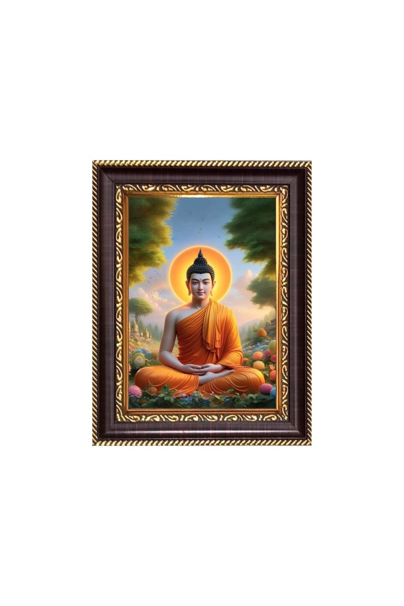 Lord Gautam Buddha Digital Print Photo 6.7x8.7 inches - Vibrant Religious Desk And Wall Art for Home , Office and Temple Decor and Gifting.
