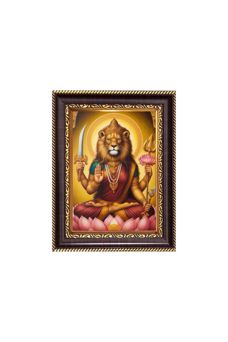 Sri Maa Pratyangira Devi Digital Print Photo 6.7x8.7 inches - Vibrant Religious Desk And Wall Art for Home , Office and Temple Decor and Gifting.