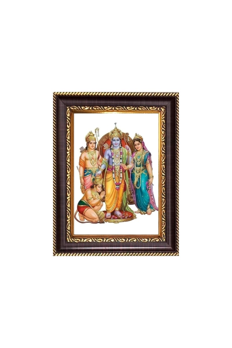 Sri Ram, Sita, Lakshman And Hanuman Digital Print Photo 6.7x8.7 inches - Vibrant Religious Desk And Wall Art for Home , Office and Temple Decor and Gifting.