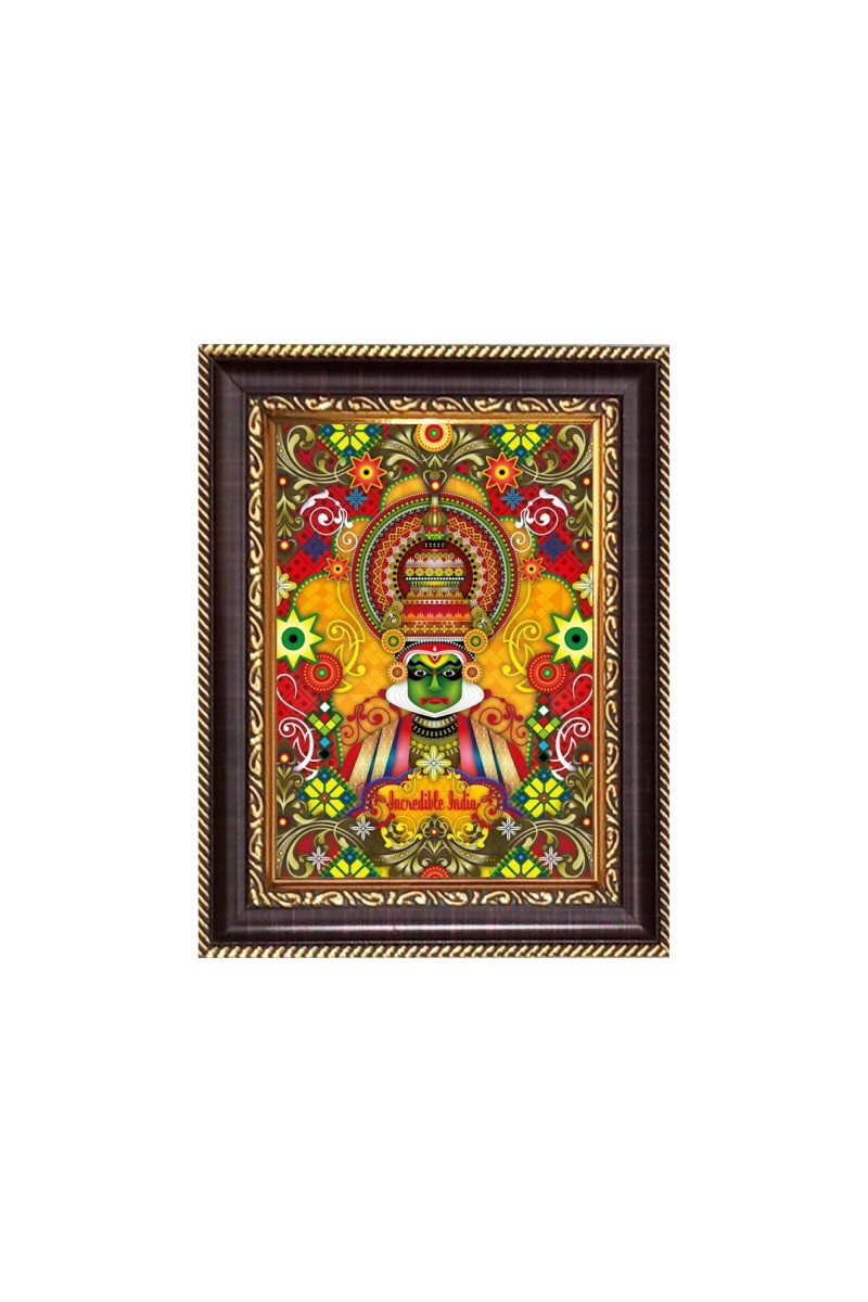 Kathakali Digital Print Photo 6.7x8.7 inches - Vibrant Religious Desk And Wall Art for Home , Office and Temple Decor and Gifting.