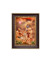 Sri Krishna and Arjuna Digital Print Photo 6.7x8.7 inches - Vibrant Religious Desk And Wall Art for Home , Office and Temple Decor and Gifting.