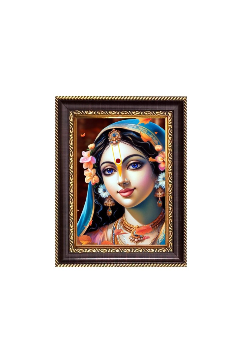 Sri Radha Digital Print Photo 6.7x8.7 inches - Vibrant Religious Desk And Wall Art for Home , Office and Temple Decor and Gifting.
