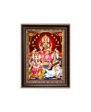Sri Maa Lakshmi, Sri Ganeshji and Sri Maa Saraswati Digital Print Photo 6.7x8.7 inches - Vibrant Religious Desk And Wall Art for Home , Office and Temple Decor and Gifting.