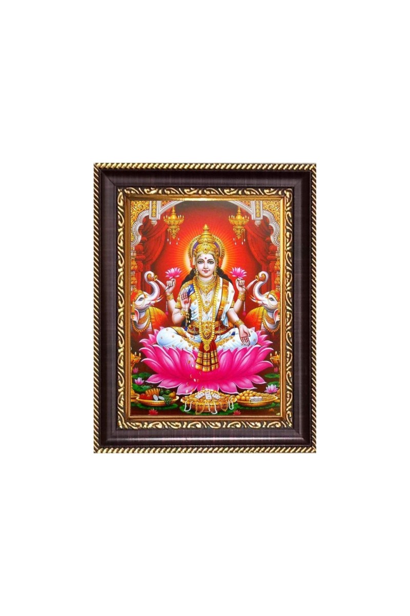 Sri Maa Lakshmi Digital Print Photo 6.7x8.7 inches - Vibrant Religious Desk And Wall Art for Home , Office and Temple Decor and Gifting.