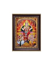 Sri Maa Lakshmi, Sri Ganeshji and Sri Maa Saraswati Digital Print Photo 6.7x8.7 inches - Vibrant Religious Desk And Wall Art for Home , Office and Temple Decor and Gifting.