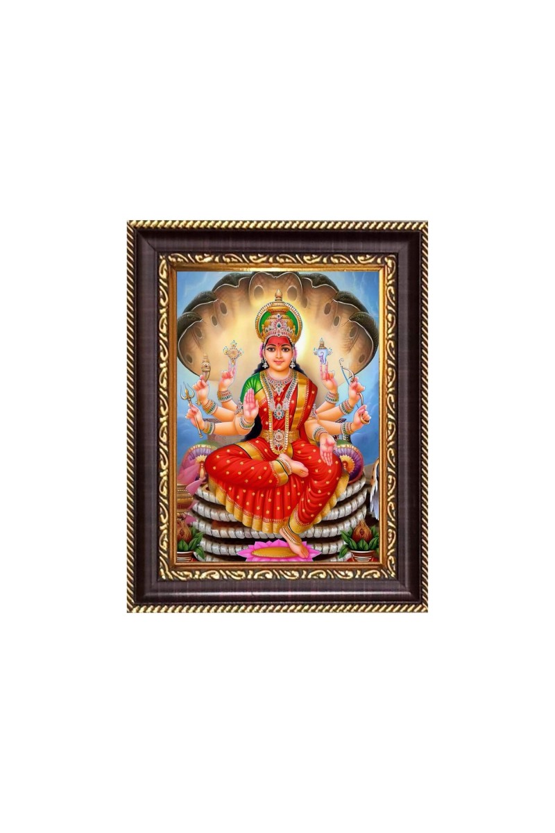 Sri Veera Lakshmi Mata Digital Print Photo 6.7x8.7 inches - Vibrant Religious Desk And Wall Art for Home , Office and Temple Decor and Gifting.