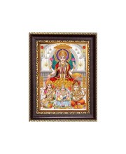 Sri Maa Lakshmi, Sri Ganeshji, Sri Maa Saraswati and Kuber Digital Print Photo 6.7x8.7 inches - Vibrant Religious Desk And Wall Art for Home , Office and Temple Decor and Gifting.