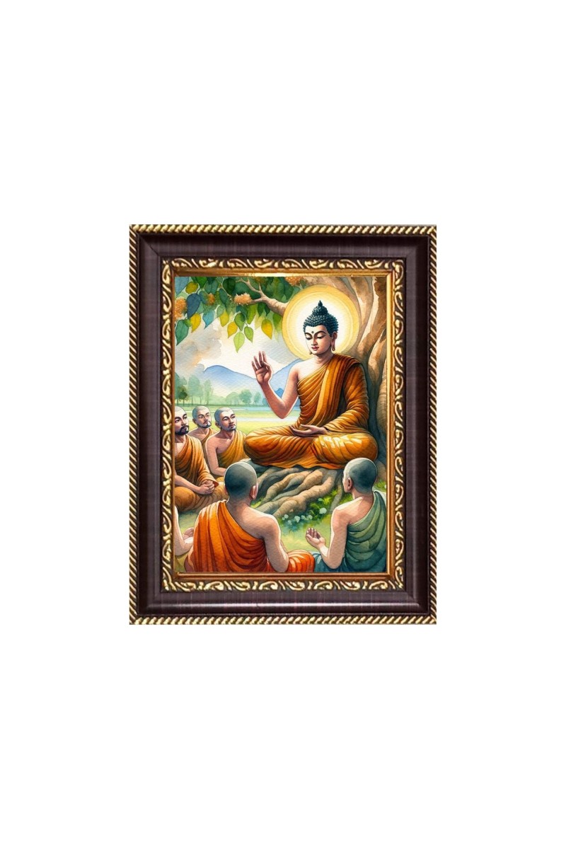 Lord Gautam Buddha Digital Print Photo 6.7x8.7 inches - Vibrant Religious Desk And Wall Art for Home , Office and Temple Decor and Gifting.