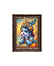Sri Krishna Digital Print Photo 6.7x8.7 inches - Vibrant Religious Desk And Wall Art for Home , Office and Temple Decor and Gifting.