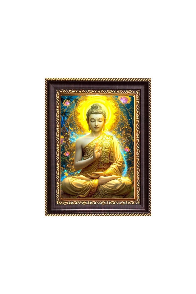 Lord Gautam Buddha Digital Print Photo 6.7x8.7 inches - Vibrant Religious Desk And Wall Art for Home , Office and Temple Decor and Gifting.