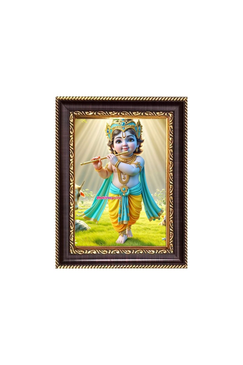 Sri Krishna Digital Print Photo 6.7x8.7 inches - Vibrant Religious Desk And Wall Art for Home , Office and Temple Decor and Gifting.