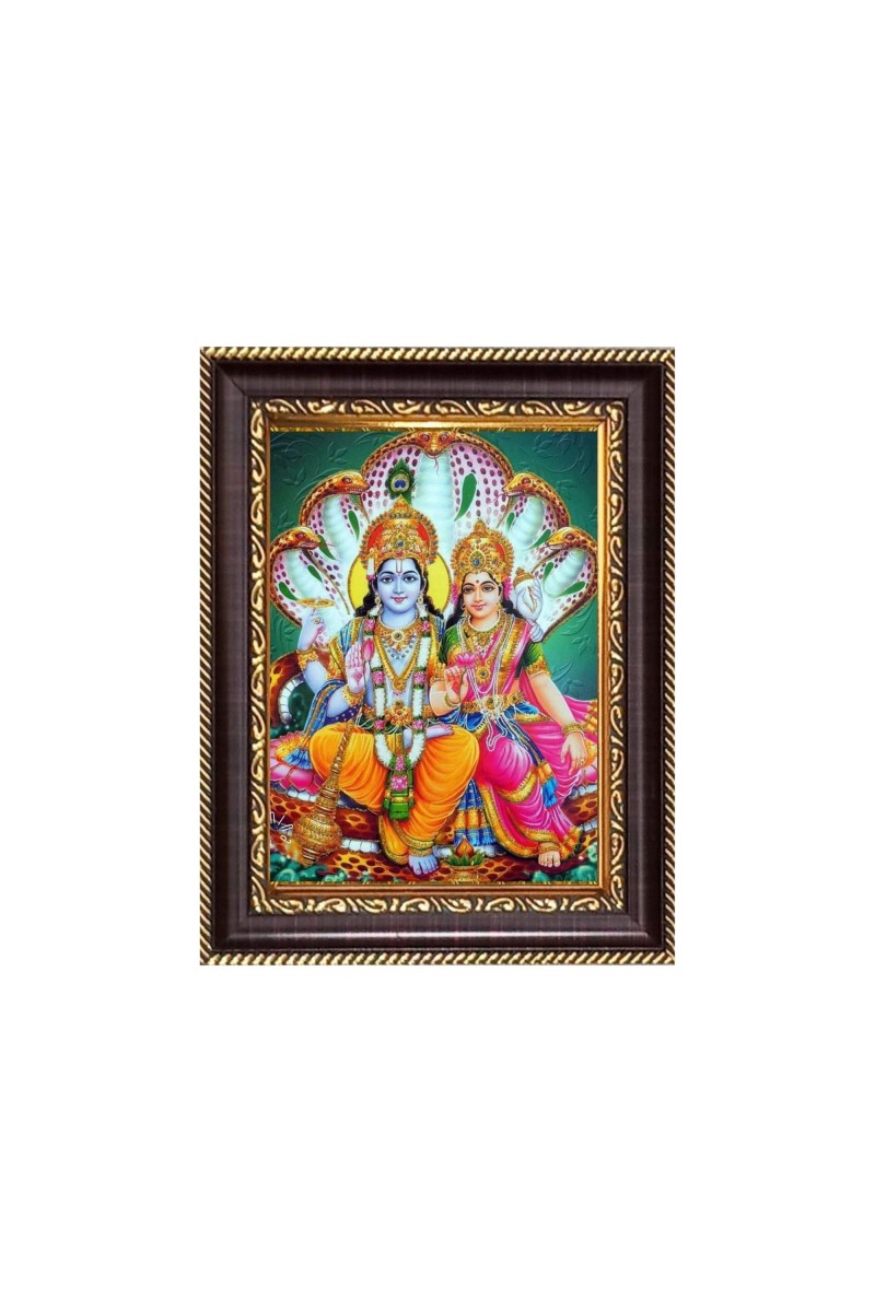Sri Lakshmi Narayana Digital Print Photo 6.7x8.7 inches - Vibrant Religious Desk And Wall Art for Home , Office and Temple Decor and Gifting.