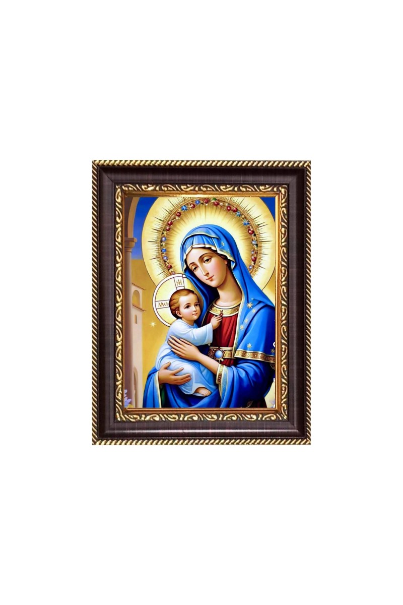 Mother Mary and Child Jesus Digital Print Photo 6.7x8.7 inches - Vibrant Religious Desk And Wall Art for Home , Office and Temple Decor and Gifting.