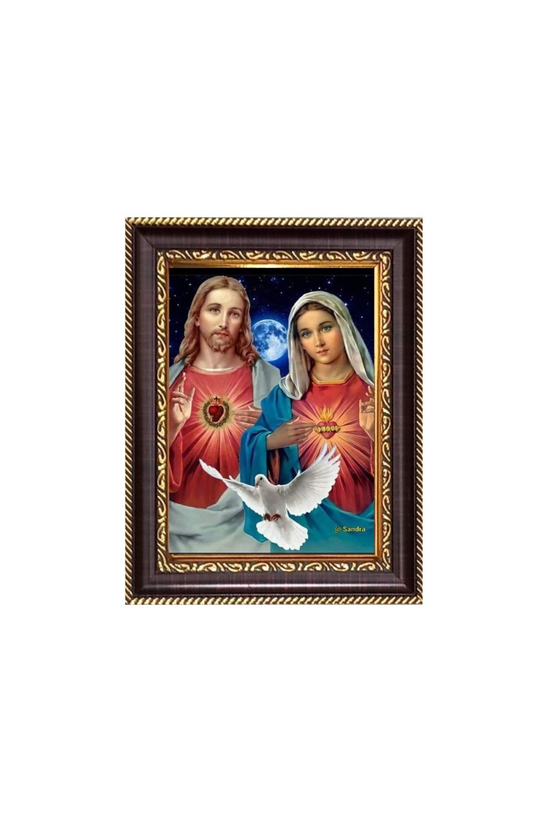 Lord Jesus and Mother Mary Digital Print Photo 6.7x8.7 inches - Vibrant Religious Desk And Wall Art for Home , Office and Temple Decor and Gifting.
