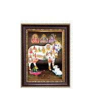 Kamdhenu Cow, Sri Brahma, Sri Vishnu and Lord Shiva Digital Print Photo 6.7x8.7 inches - Vibrant Religious Desk And Wall Art for Home , Office and Temple Decor and Gifting.