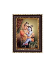Bal Gopal with Mata Yashoda  Digital Print Photo 6.7x8.7 inches - Vibrant Religious Desk And Wall Art for Home , Office and Temple Decor and Gifting.