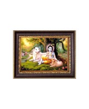Sri Krishna Digital Print Photo 6.7x8.7 inches - Vibrant Religious Desk And Wall Art for Home , Office and Temple Decor and Gifting.