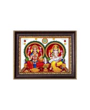 Sri Laxmi Ganesh ji Digital Print Photo 6.7x8.7 inches - Vibrant Religious Desk And Wall Art for Home , Office and Temple Decor and Gifting.
