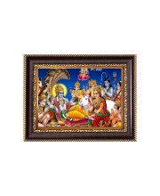 Sri Narayan and Laxmi Mata Digital Print Photo 6.7x8.7 inches - Vibrant Religious Desk And Wall Art for Home , Office and Temple Decor and Gifting.
