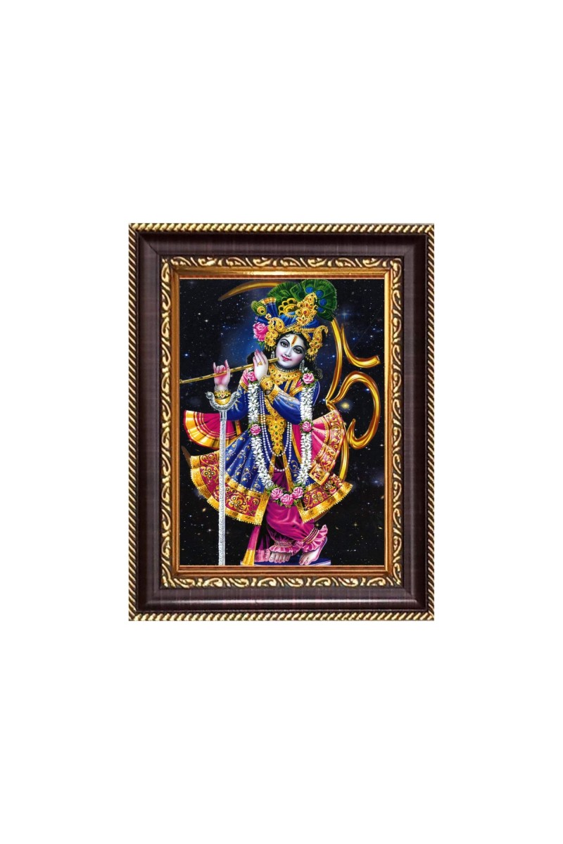 Sri Krishna Digital Print Photo 6.7x8.7 inches - Vibrant Religious Desk And Wall Art for Home , Office and Temple Decor and Gifting.