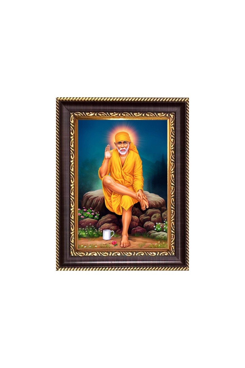 Sri Sai Baba Digital Print Photo 6.7x8.7 inches - Vibrant Religious Desk And Wall Art for Home , Office and Temple Decor and Gifting.
