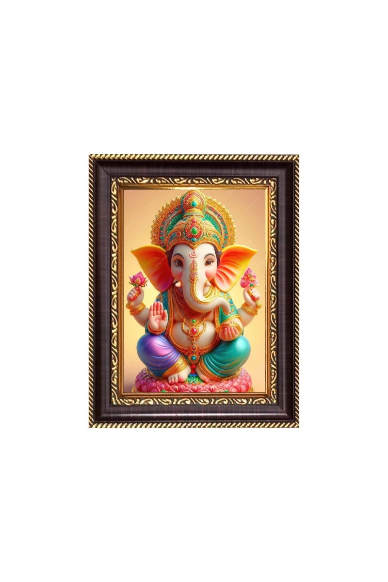 Sri Ganeshji Digital Print Photo 6.7x8.7 inches - Vibrant Religious Desk And Wall Art for Home , Office and Temple Decor and Gifting.