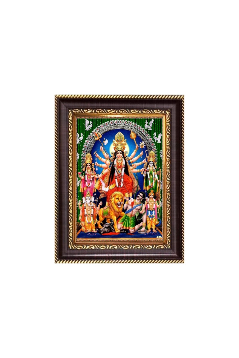 Sri Maa Durga Digital Print Photo 6.7x8.7 inches - Vibrant Religious Desk And Wall Art for Home , Office and Temple Decor and Gifting.