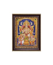 Sri Maa Lakshmi, Sri Ganeshji and Sri Maa Saraswati Digital Print Photo 6.7x8.7 inches - Vibrant Religious Desk And Wall Art for Home , Office and Temple Decor and Gifting.