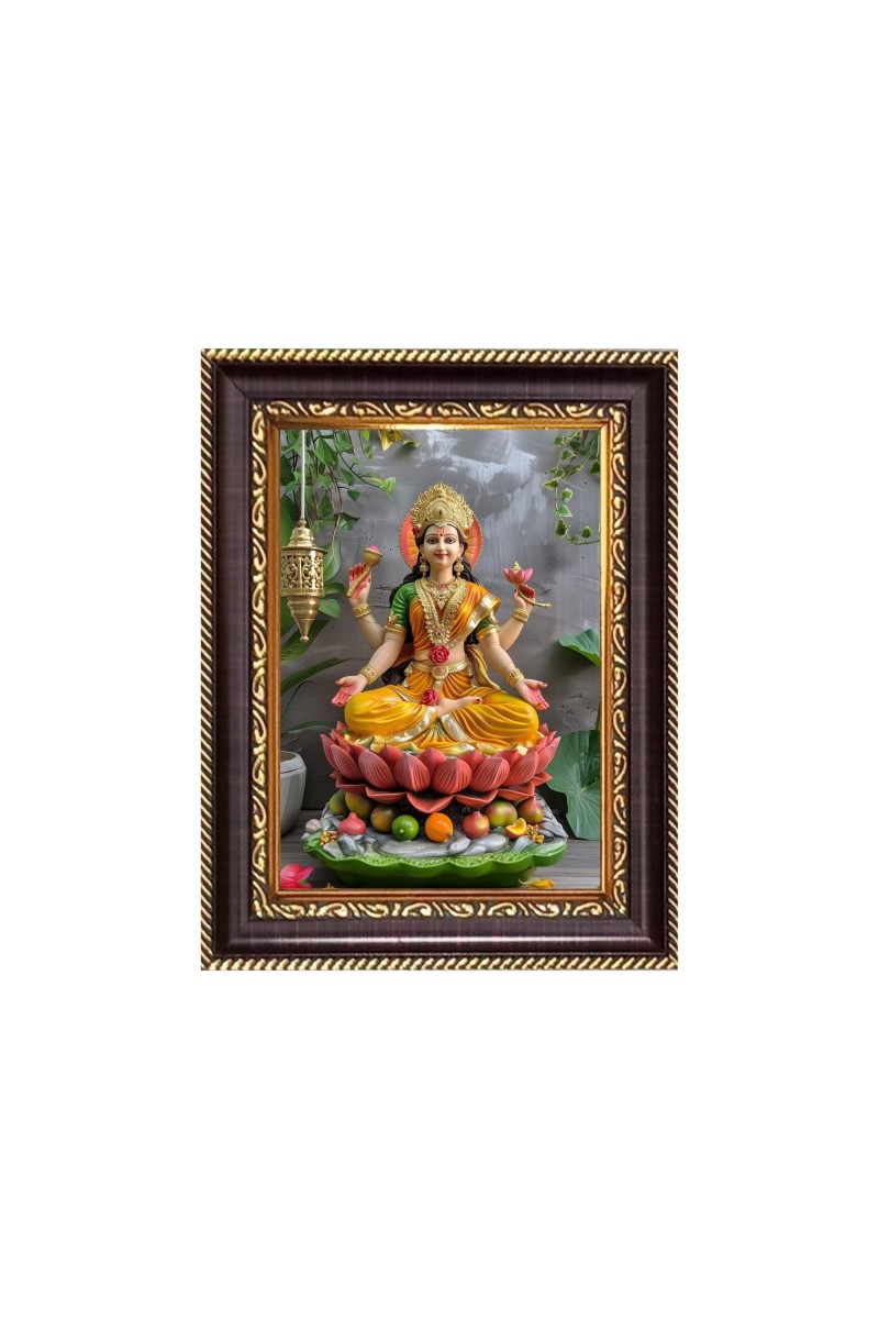 Sri Maa Lakshmi Digital Print Photo 6.7x8.7 inches - Vibrant Religious Desk And Wall Art for Home , Office and Temple Decor and Gifting.