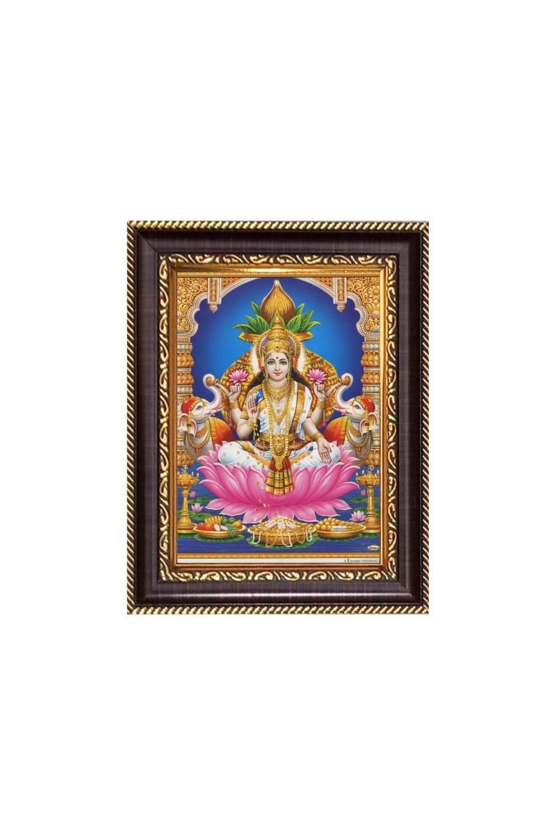 Sri Maa Lakshmi Digital Print Photo 6.7x8.7 inches - Vibrant Religious Desk And Wall Art for Home , Office and Temple Decor and Gifting.