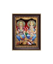 Sri Maa Lakshmi and Sri Ganeshji Digital Print Photo 6.7x8.7 inches - Vibrant Religious Desk And Wall Art for Home , Office and Temple Decor and Gifting.