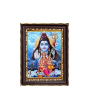 Lord Shiva, Mata Parvati, Baby Ganesh and Baby Kartikeya Digital Print Photo 6.7x8.7 inches - Vibrant Religious Desk And Wall Art for Home , Office and Temple Decor and Gifting.